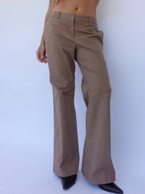Brown wide-leg cotton trouser pants